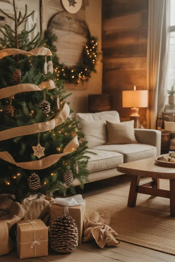 Rustic farmhouse Christmas tree decor
