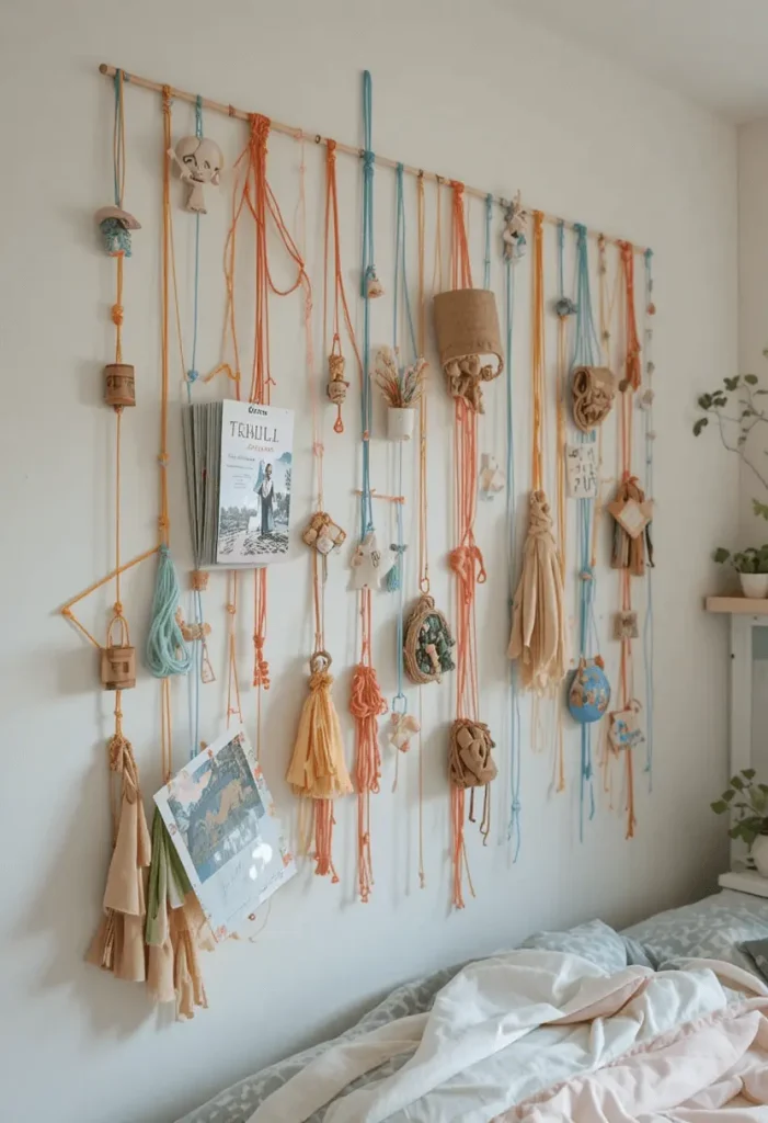 Artistic kids’ room with easel and display wall