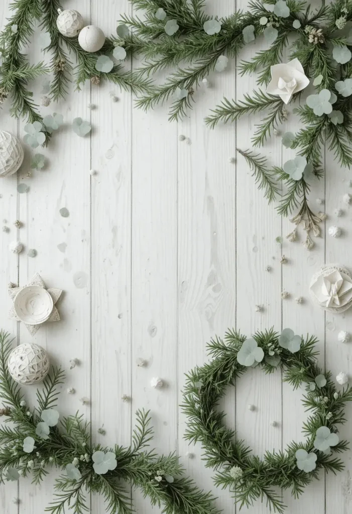 Minimalist apartment with greenery and handmade paper ornaments