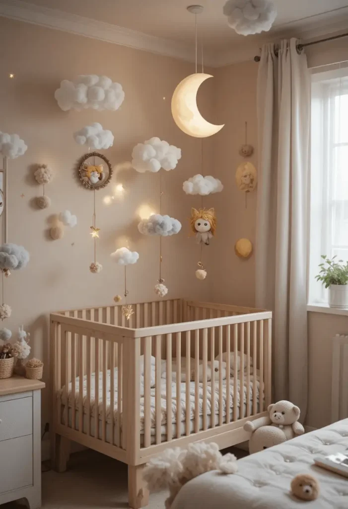Safari kids’ bedroom with animal prints and mustard accents