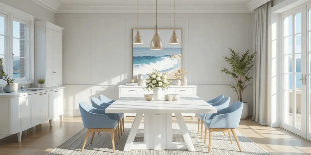 Modern Coastal Dining Room with Clean Lines