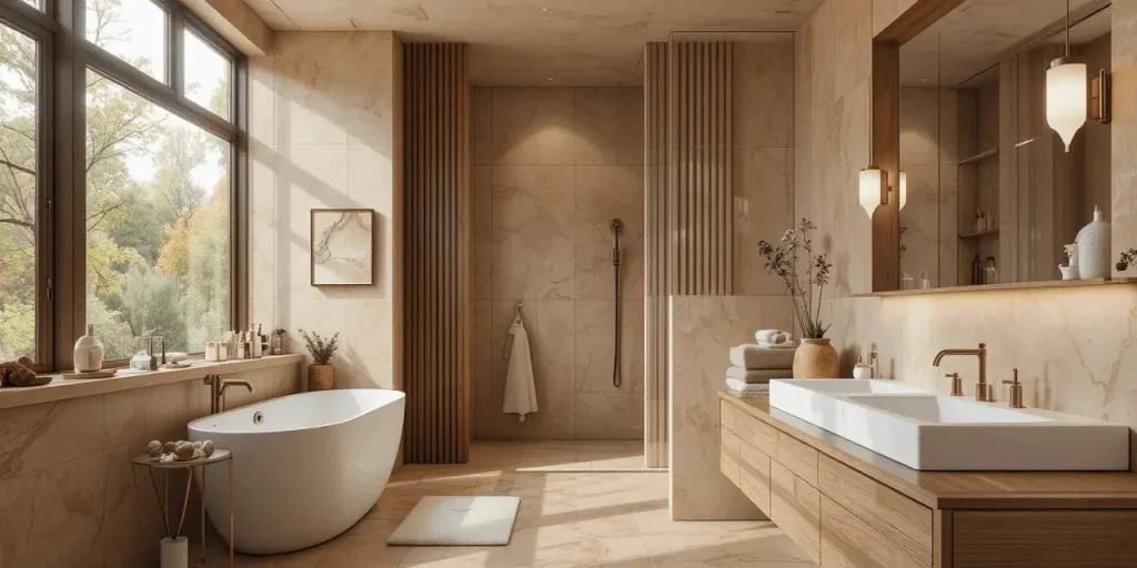 Warm Earth-Tone Bathroom Remodel