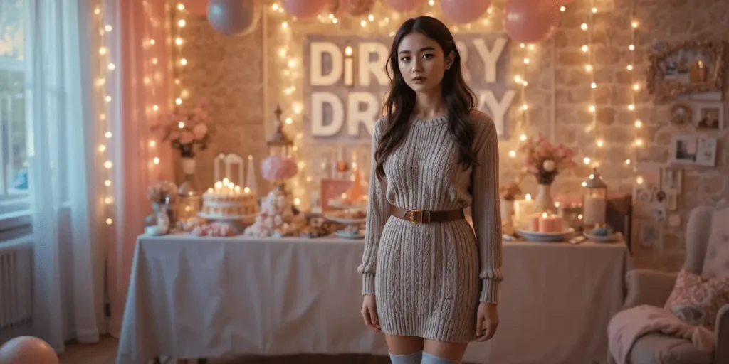 Sweater Dress with Belt Style