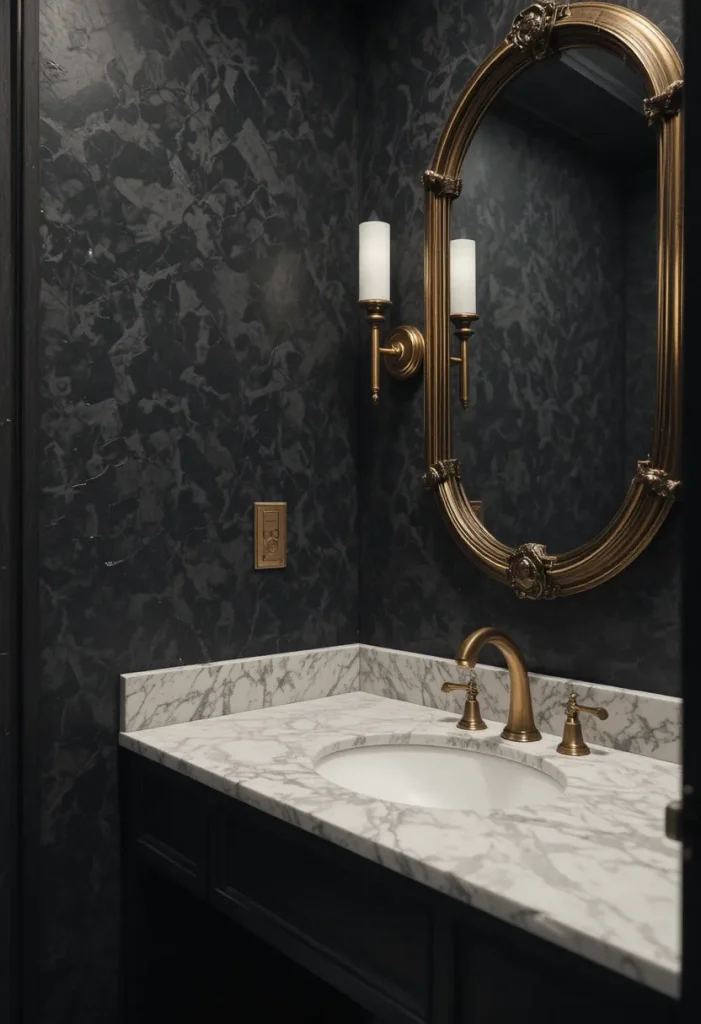 Moody Dark Wallpaper with Metallic Accents
