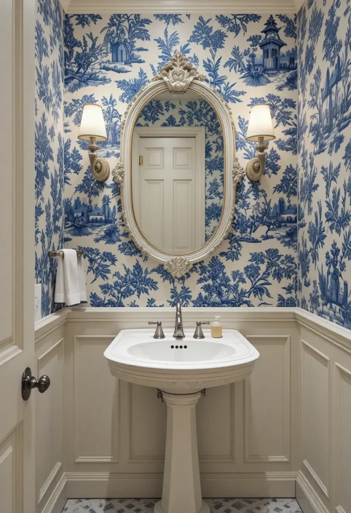 Vintage-Inspired Toile Wallpaper