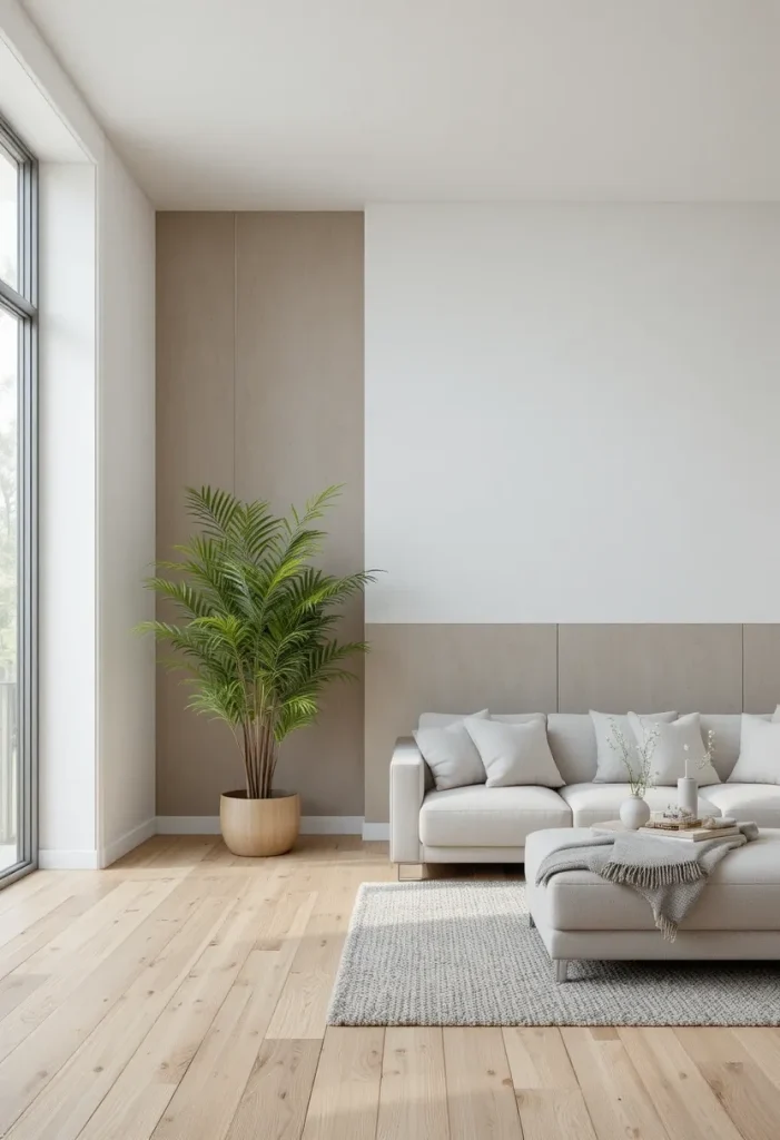 Classic White Paneling with Greige Upper Wall