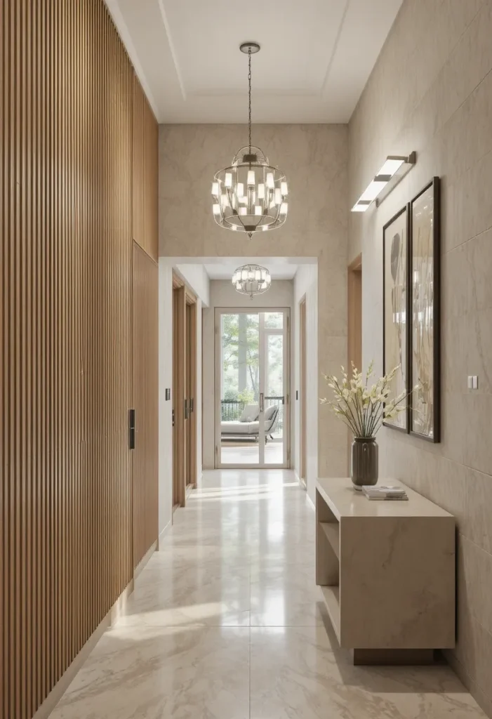 Vertical Slat Paneling with Neutral Paint