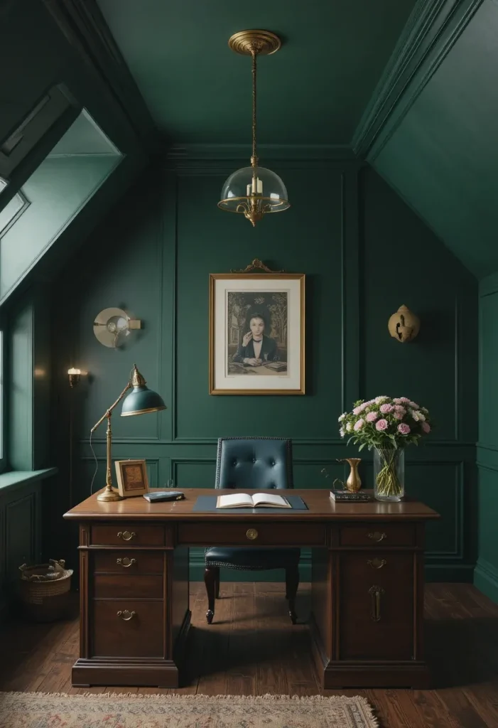 Moody Dark Green Workspace