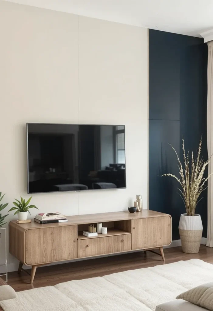 Two-Tone Color Block Media Wall