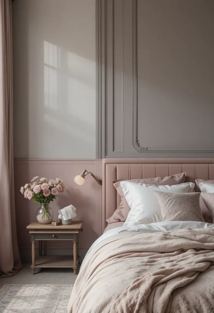 Dusty Rose Paneling with Soft Gray