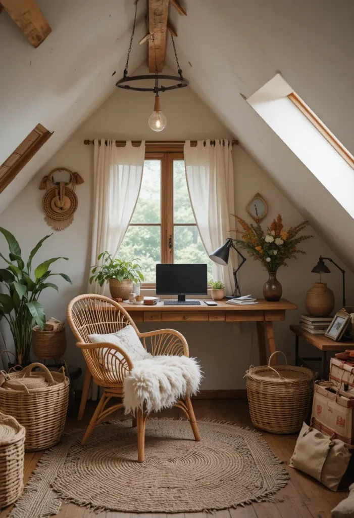 Neutral Boho Loft Office