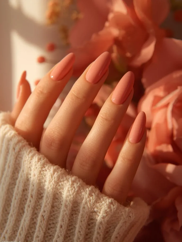 Soft Coral Valentine Nails