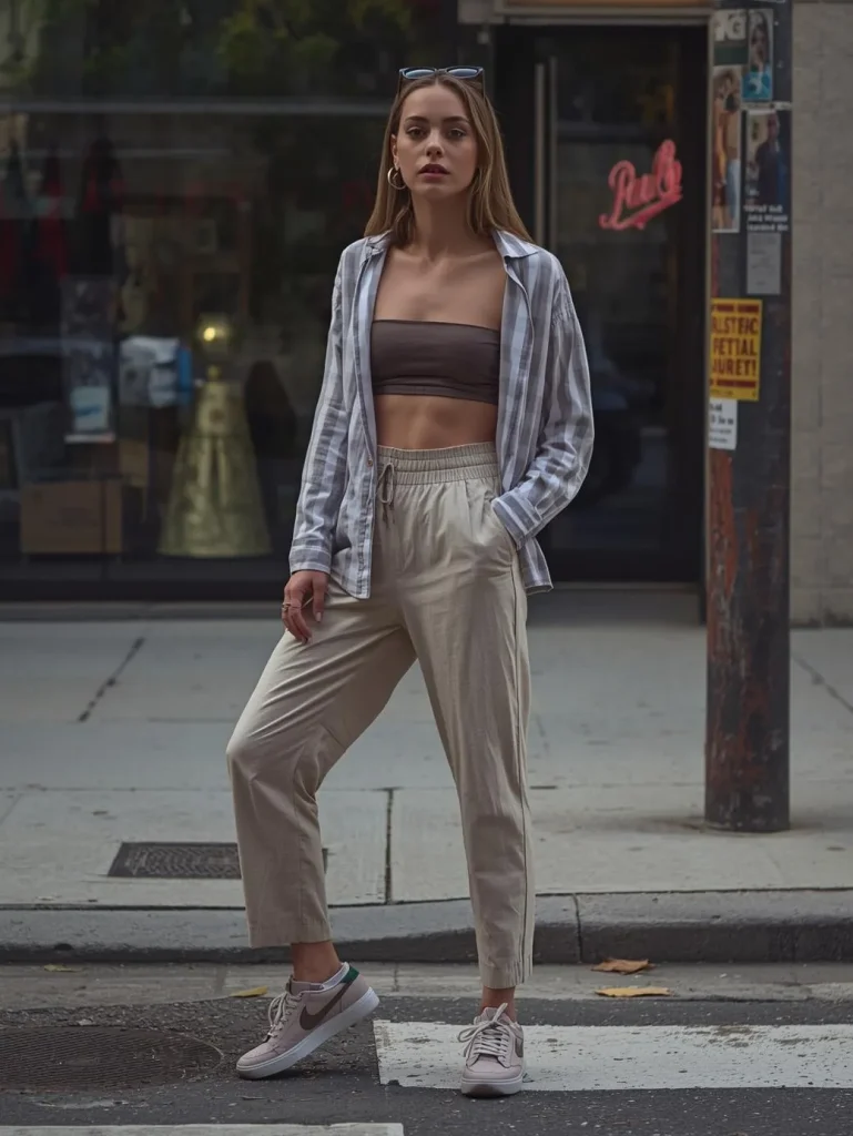 Minimal Tube Top with Oversized Shirt
