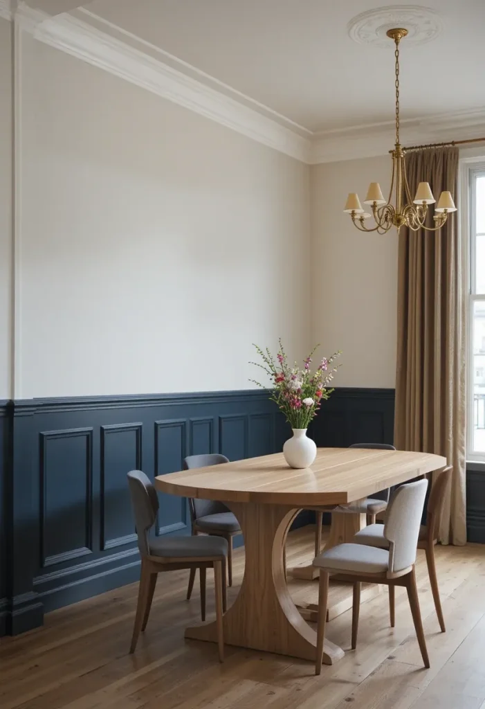 Deep Navy Paneling with Warm White