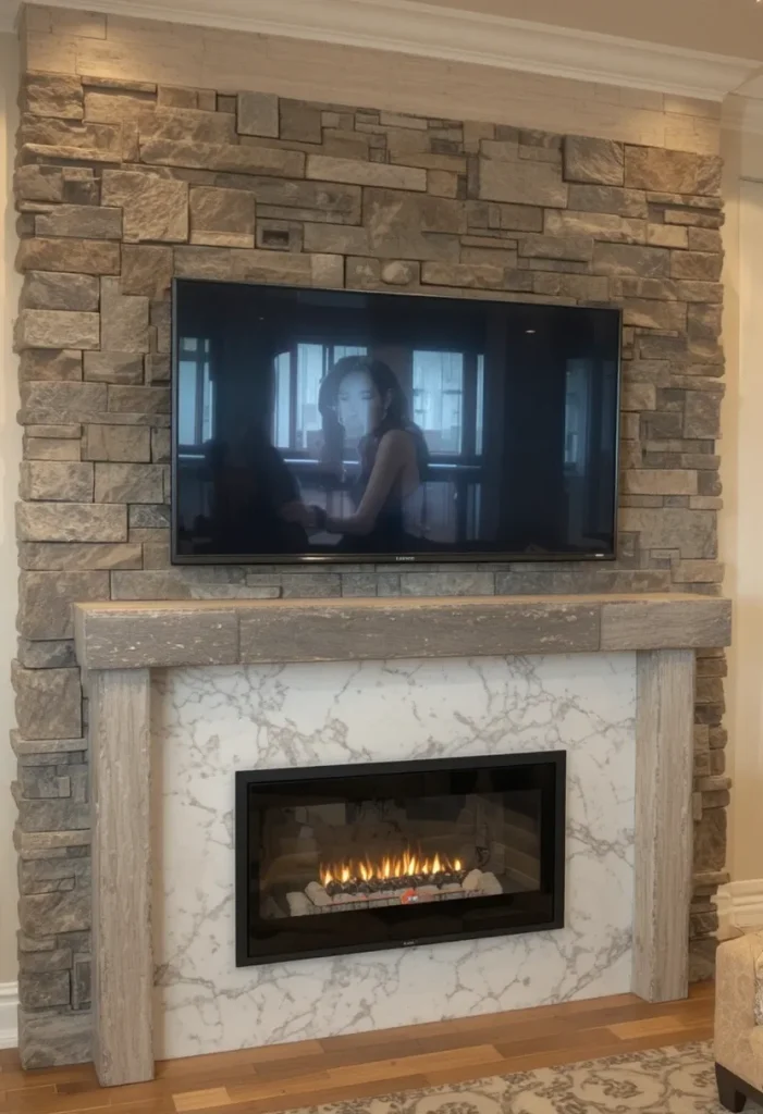 Fireplace and TV Combo Wall
