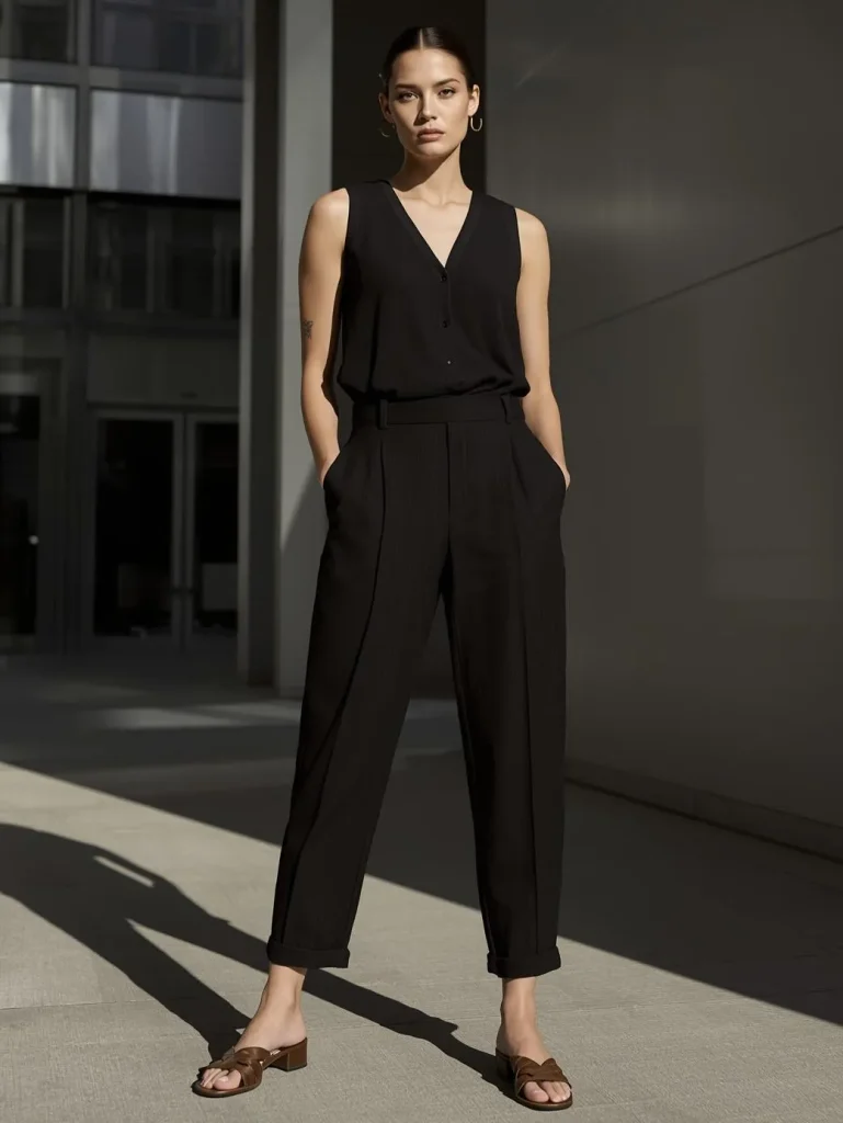 All-Black Summer Look with Texture Play