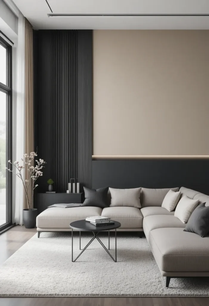 Charcoal Paneling with Soft Beige