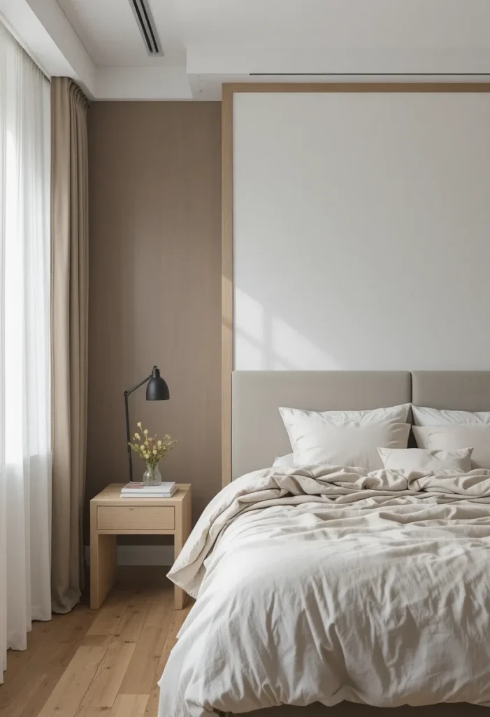 Soft Taupe Paneling with White Upper Walls