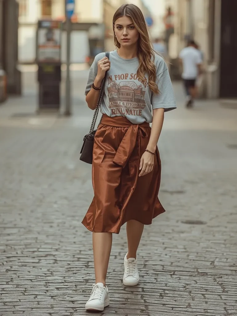 Slip Skirt with Graphic Tee