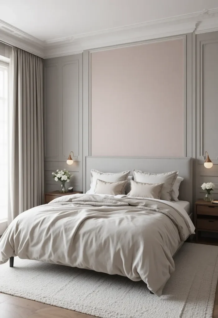 Gray Paneling with Soft Blush Upper Wall