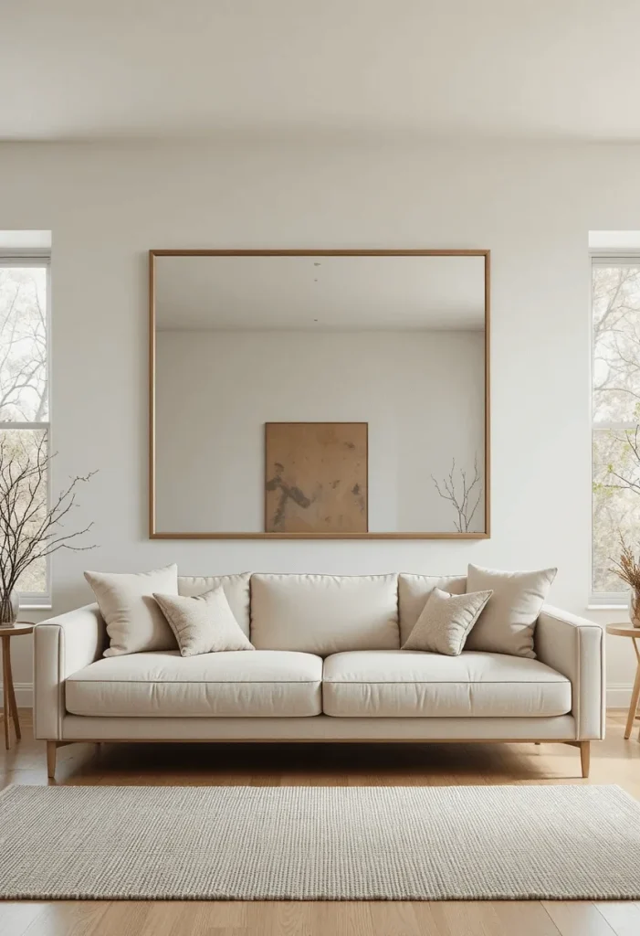 Large Statement Mirror Above the Sofa