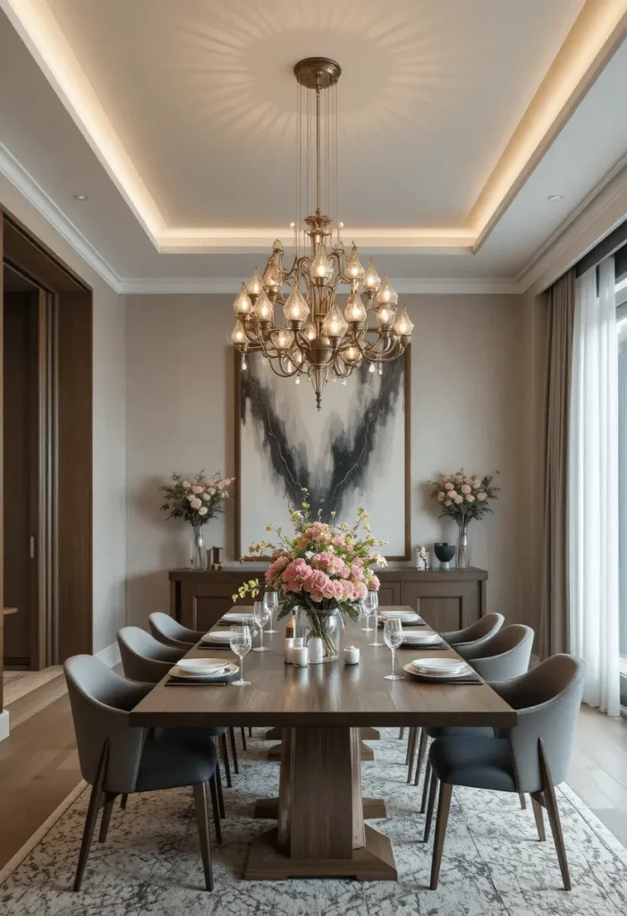 Mixed Material Chandelier