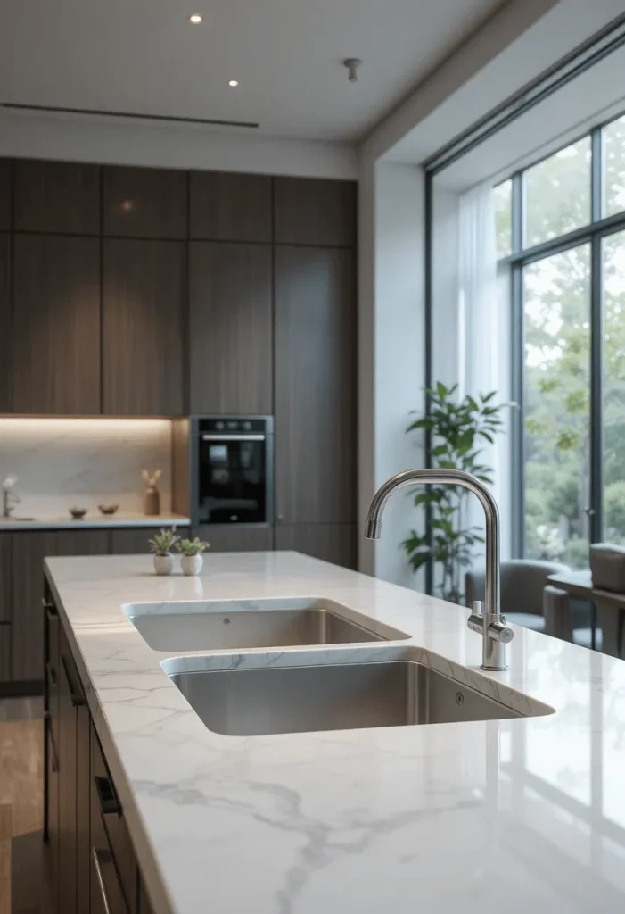 Integrated Countertop Double Sink