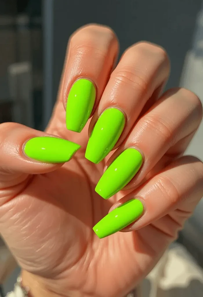 Lime Green Bold Nails