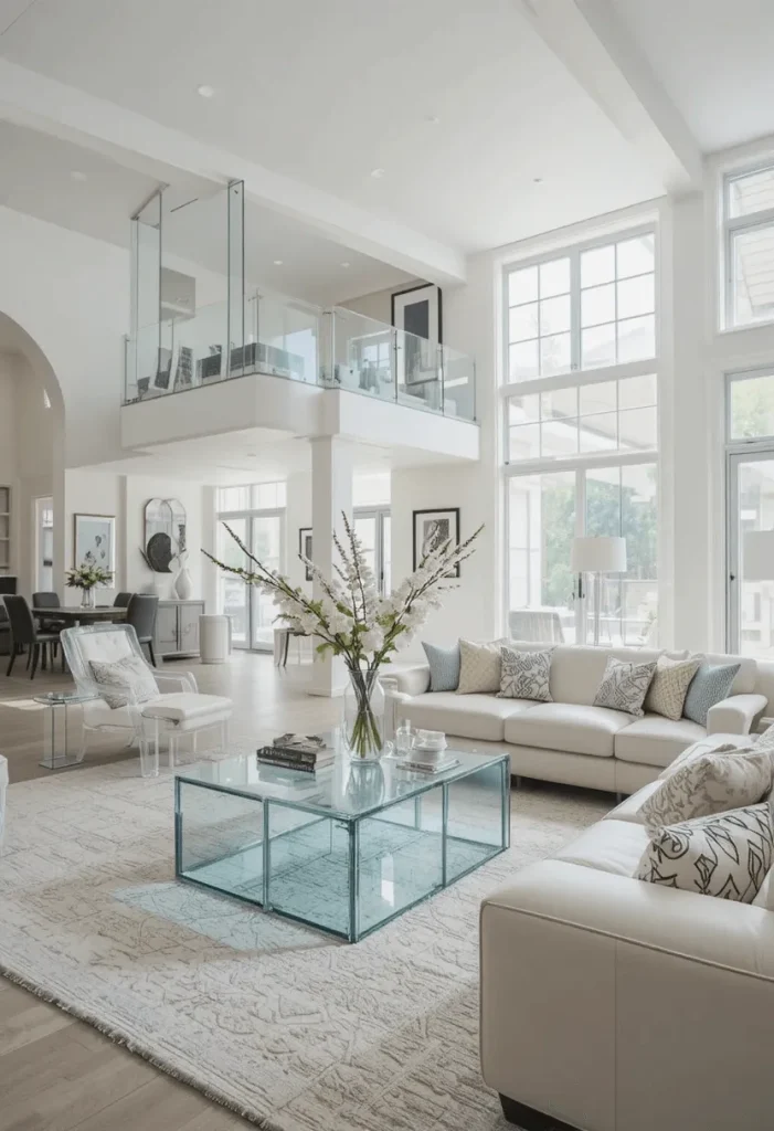 Open Concept Living Room with Glass Elements