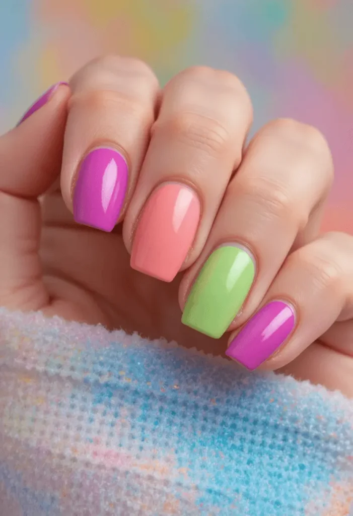 Multi-Color Simple Nails
