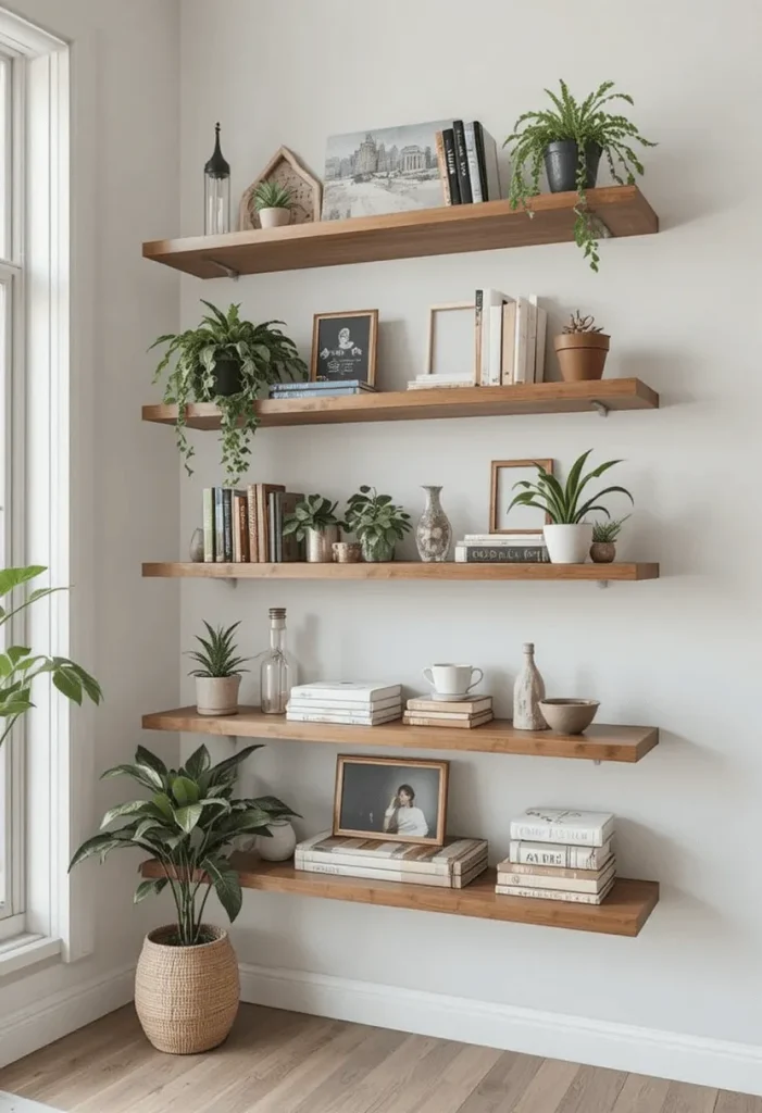 Floating Shelves for Vertical Storage
