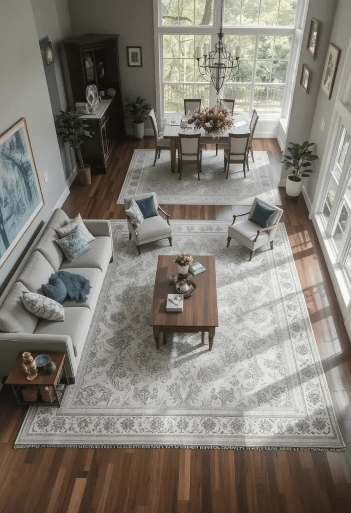 Use of Area Rugs for Separation