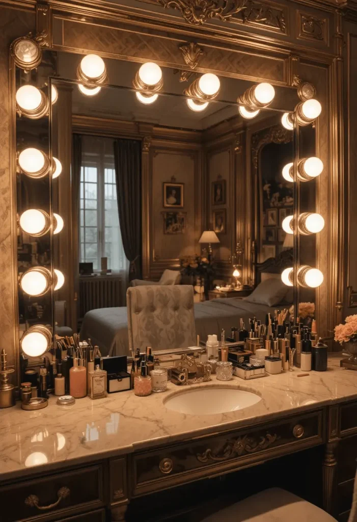 Glam Vanity with Mirror Lights