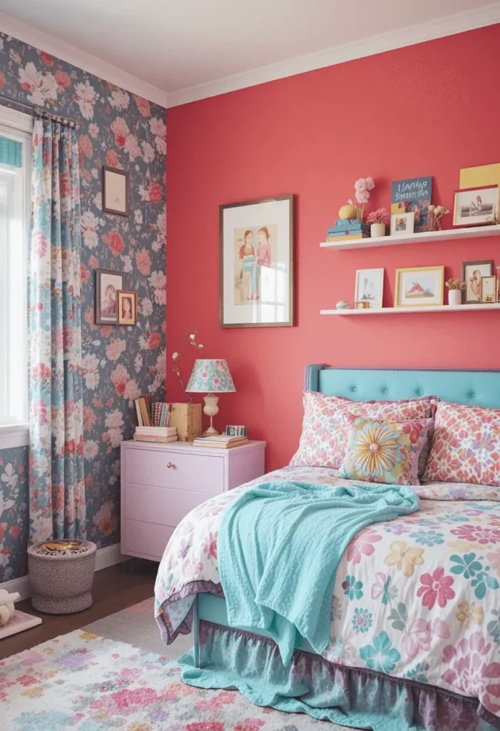 Colorful Accent Wall Bedroom