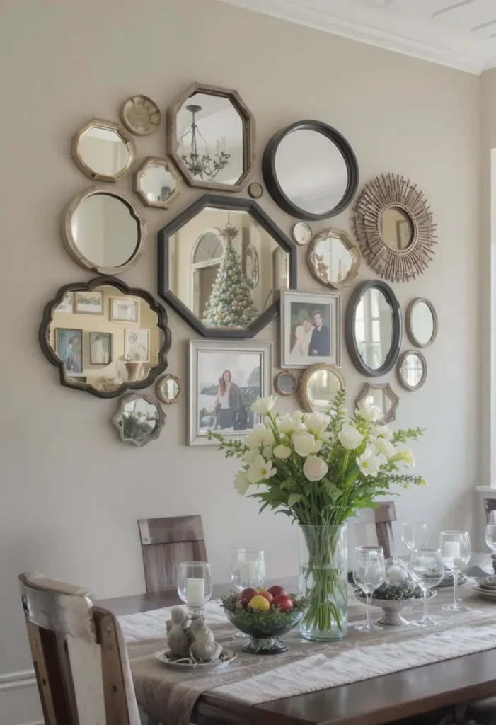 Multiple Small Mirrors as a Gallery Wall