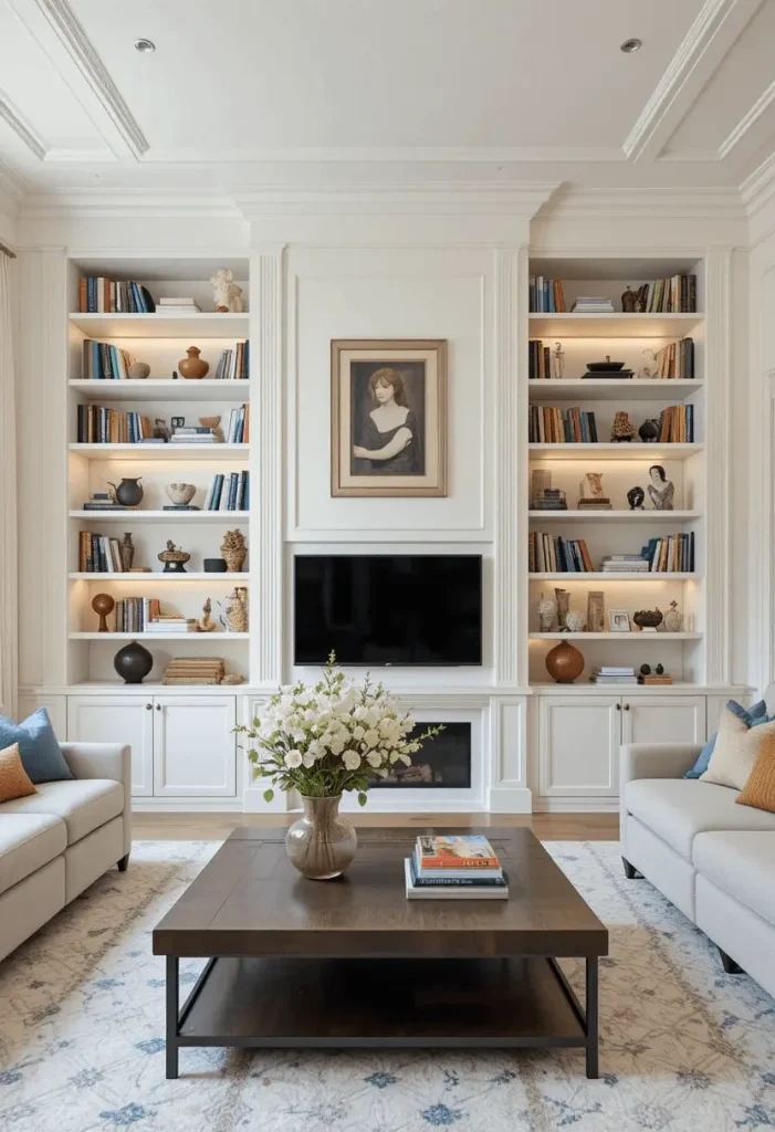 Built-In Shelving with Décor Styling