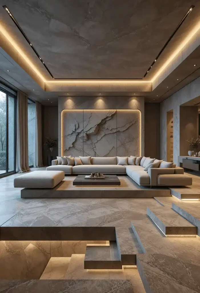 Modern Minimal Concrete Sunken Lounge