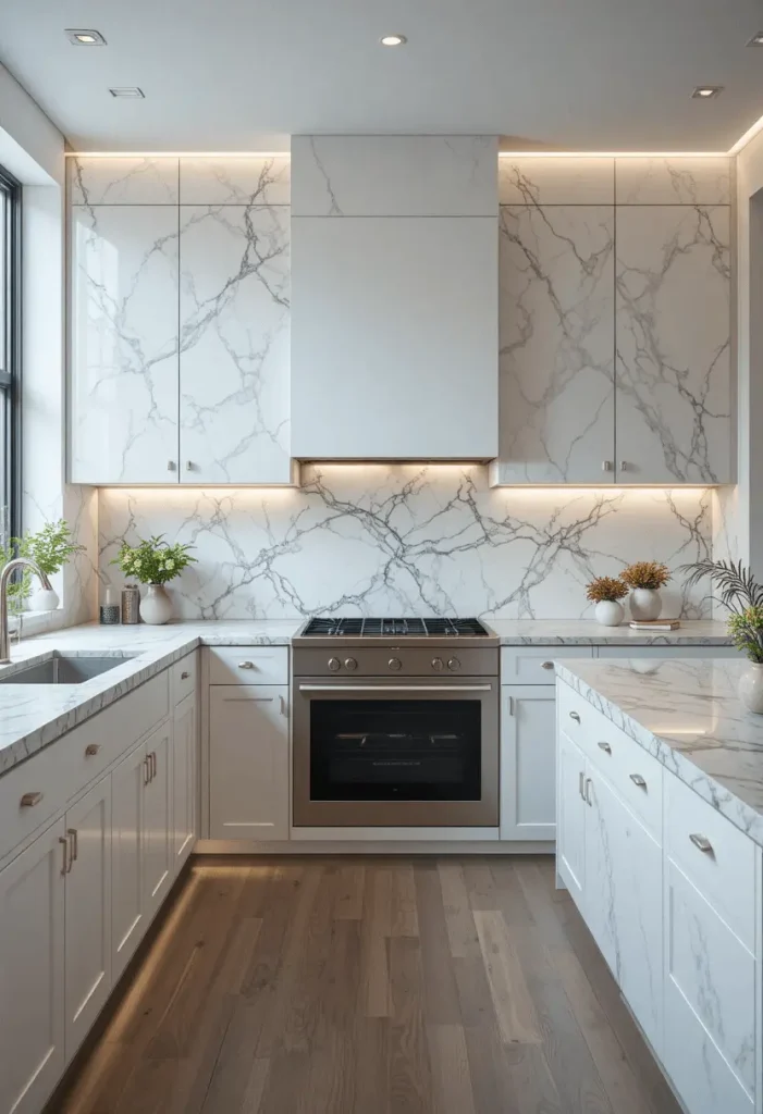 Full Slab Marble Backsplash