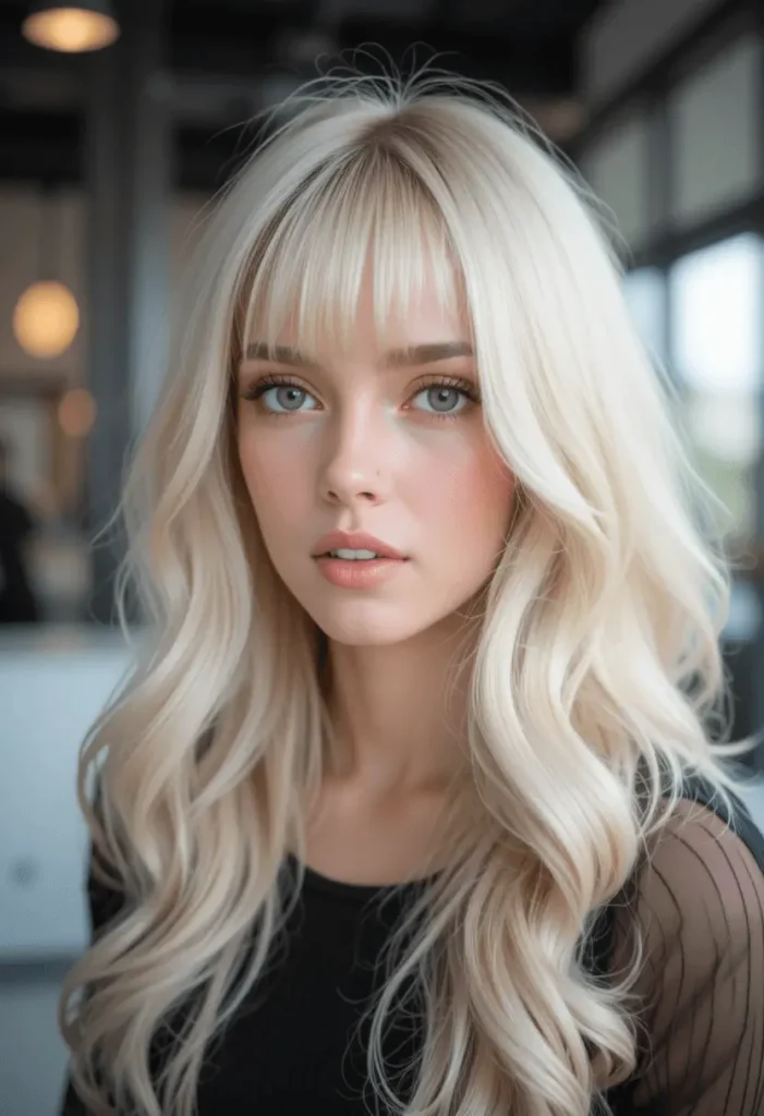 Soft Curtain Bangs with Long Hair