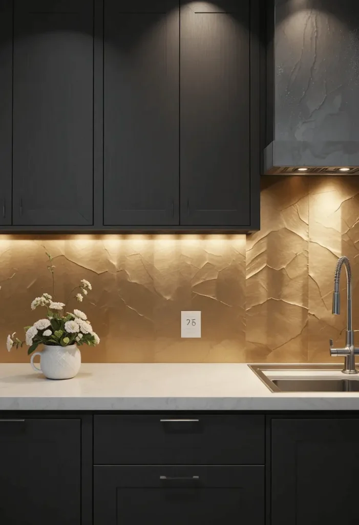 Metallic Accent Backsplash