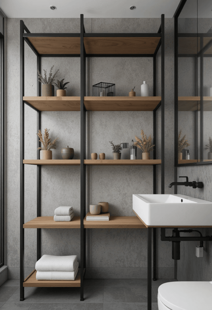 Wood and Metal Mixed Shelving