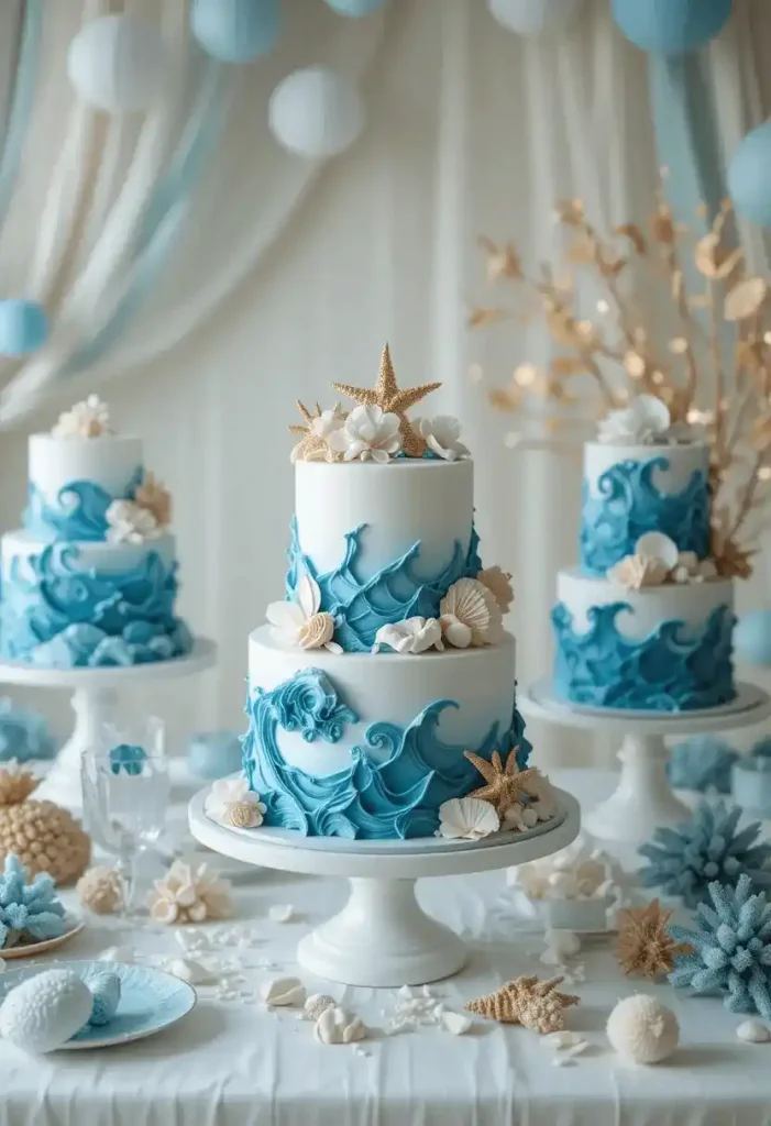Ocean-Inspired Wedding Cake Table