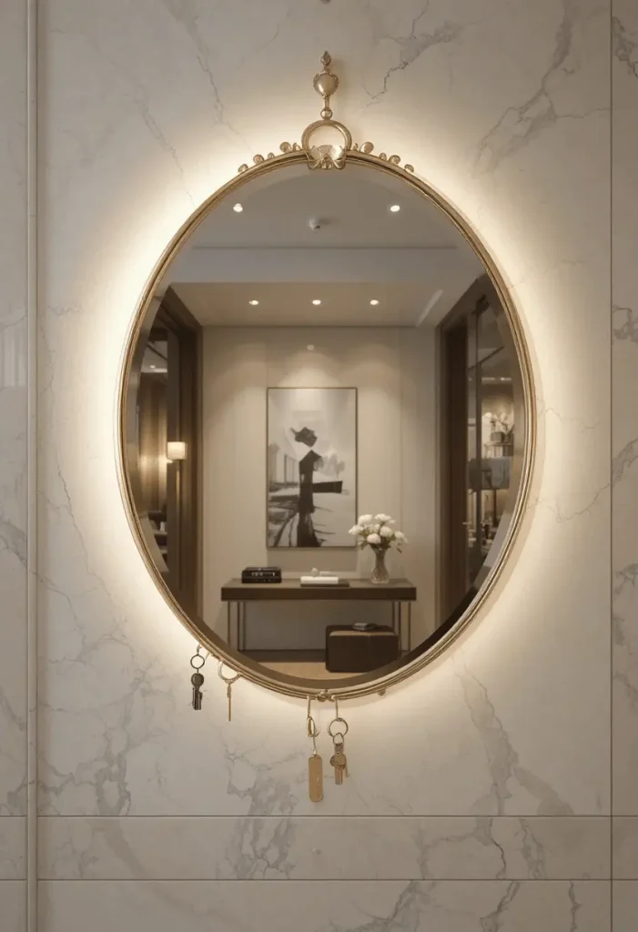 Mirror with Hidden Key Hooks