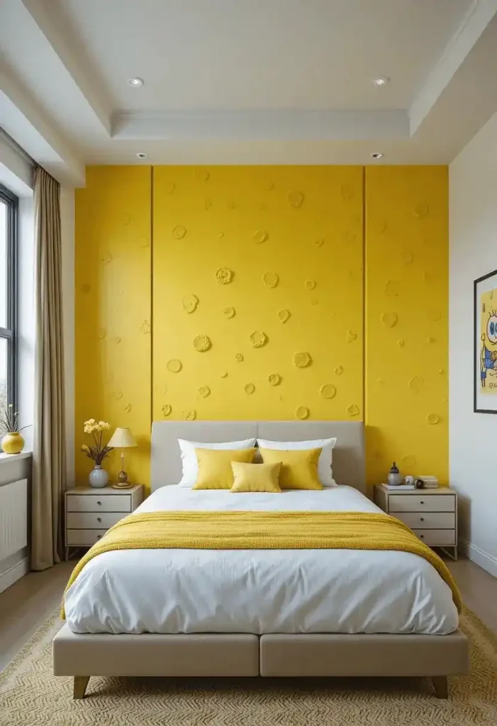 Bright Yellow Feature Wall Room