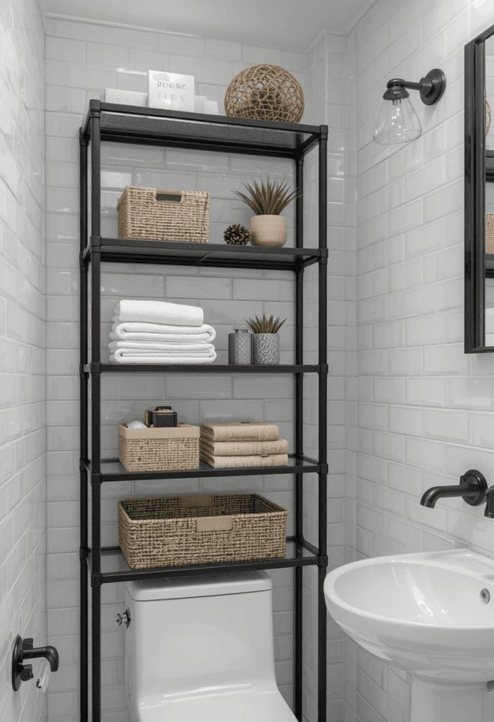Black Metal Frame Shelf Unit