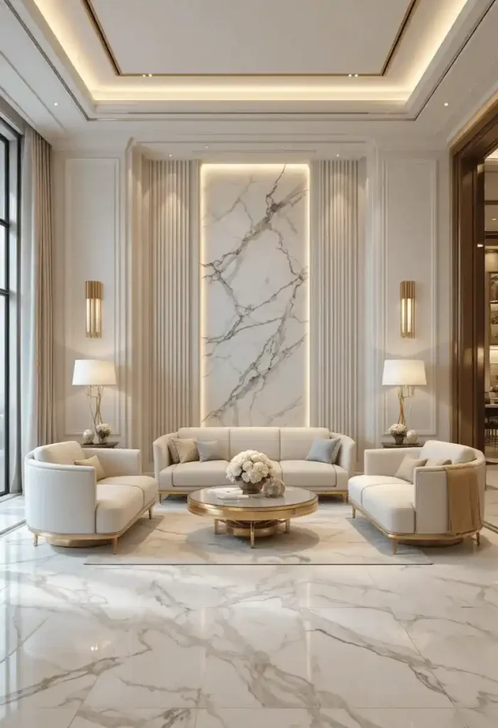 Marble Finish Elegant Sunken Lounge