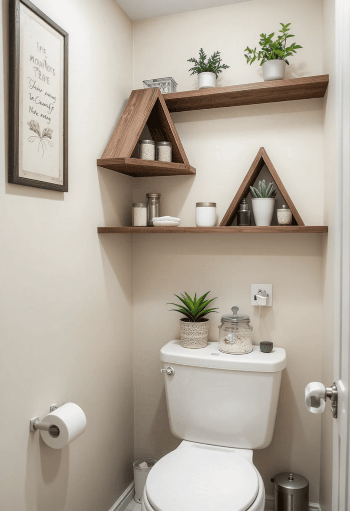 Corner Shelves Over Toilet Area