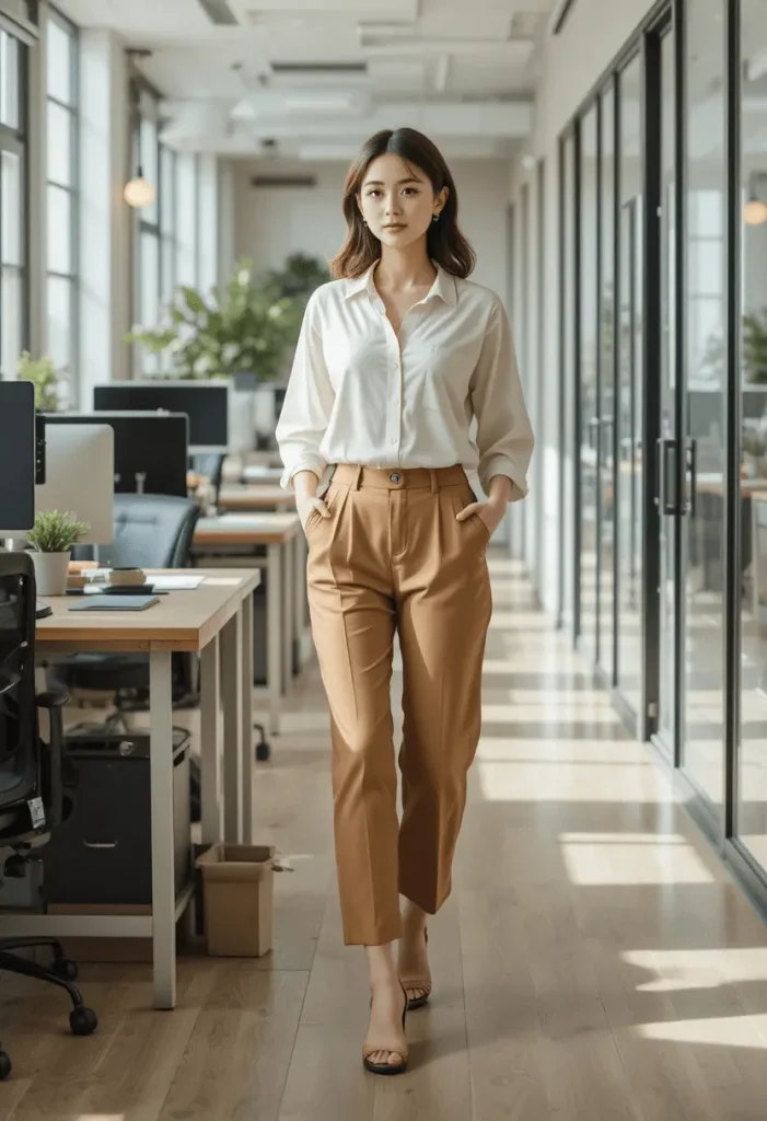 Cropped Trousers with Blouse