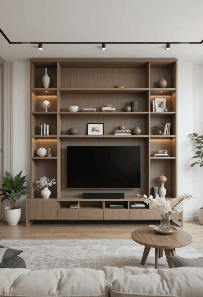 How to Style Open Shelves in a Modern TV Unit