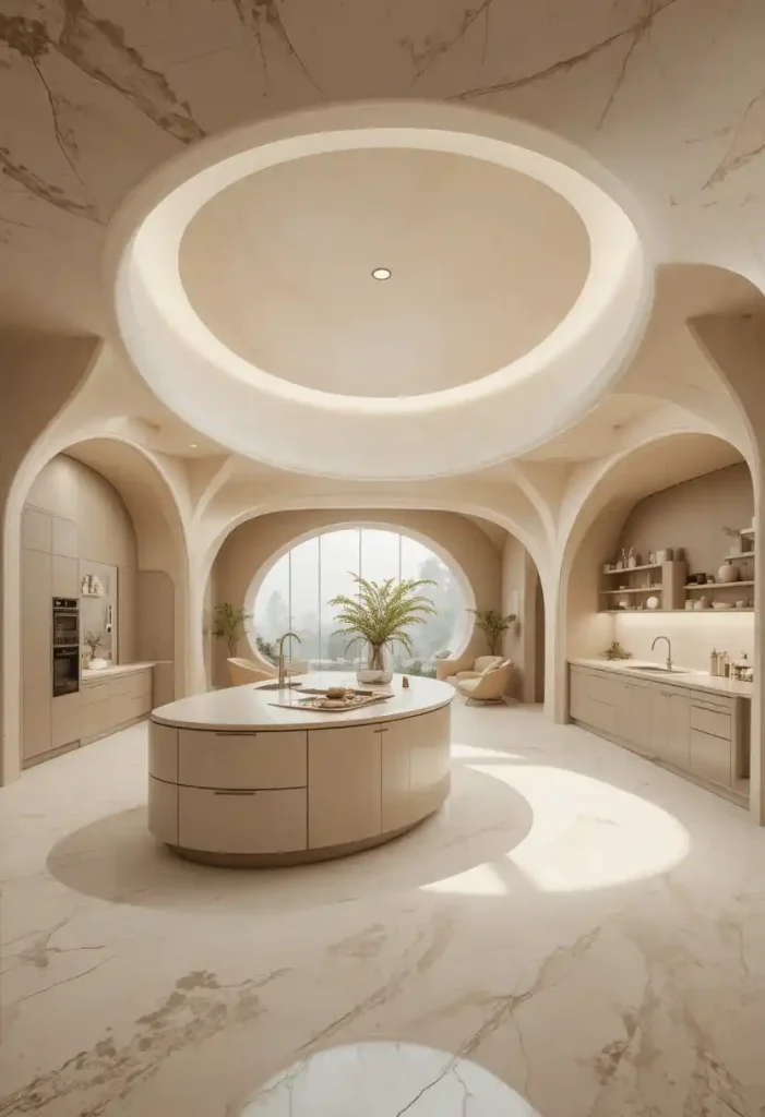 Modern Cozy Kitchen with Curved Elements